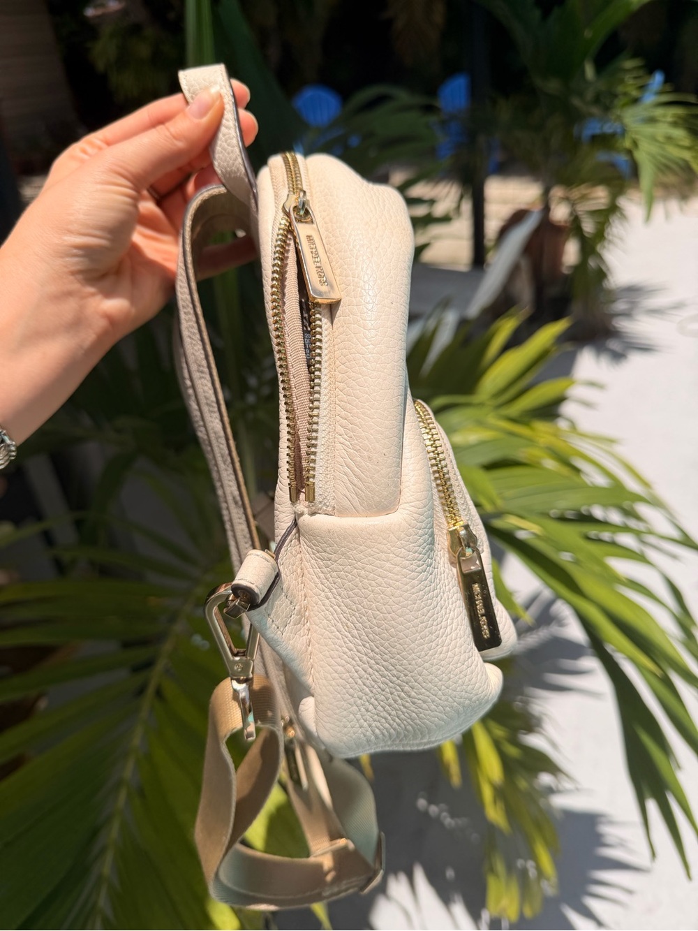 Michael Kors Ivory Pebbled Leather Mini Backpack with Gold Hardware - Picture 2 of 11